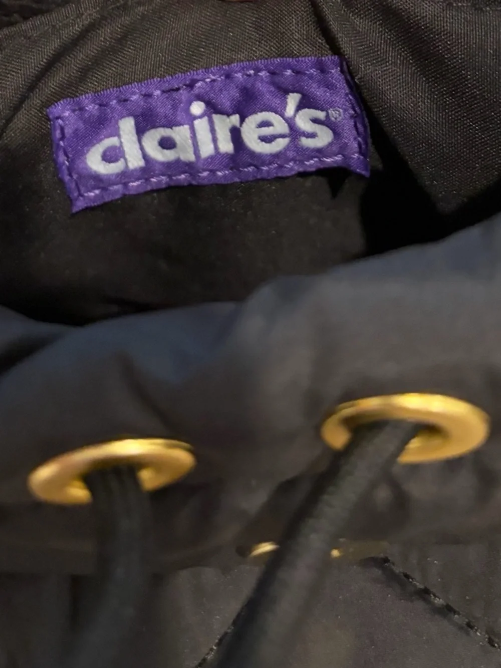 Claire's Black Quilted Backpack with Gold Chain Accent